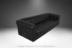  Kroehler Mfg Co Mid Century Black Leather Tufted Sofa Edward Wormley for Dunbar Style - 4239701