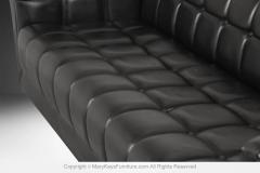  Kroehler Mfg Co Mid Century Black Leather Tufted Sofa Edward Wormley for Dunbar Style - 4239702