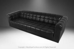  Kroehler Mfg Co Mid Century Black Leather Tufted Sofa Edward Wormley for Dunbar Style - 4239703