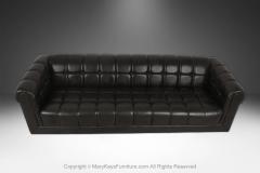  Kroehler Mfg Co Mid Century Black Leather Tufted Sofa Edward Wormley for Dunbar Style - 4239705