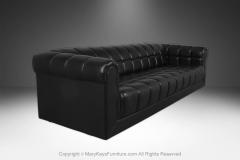  Kroehler Mfg Co Mid Century Black Leather Tufted Sofa Edward Wormley for Dunbar Style - 4239706