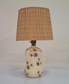  Kupittaan Savi Delicate Ceramic Table Lamp Hand Painted Flowers Kupittaan Savi Finland 1940s - 3932584