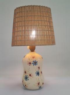  Kupittaan Savi Delicate Ceramic Table Lamp Hand Painted Flowers Kupittaan Savi Finland 1940s - 3932588