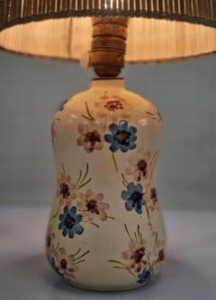  Kupittaan Savi Delicate Ceramic Table Lamp Hand Painted Flowers Kupittaan Savi Finland 1940s - 3932589