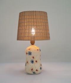  Kupittaan Savi Delicate Ceramic Table Lamp Hand Painted Flowers Kupittaan Savi Finland 1940s - 3932596