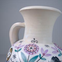  Kupittaan Savi Large Laila Zink Hand Painted Decorative Vase Kupittaan Savi Finland 1950s - 4417395