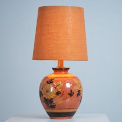  Kupittaan Savi Sizable Ceramic Table Lamp Hand Painted Flowers Kupittaan Savi Finland 1940s - 4550272