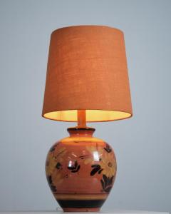  Kupittaan Savi Sizable Ceramic Table Lamp Hand Painted Flowers Kupittaan Savi Finland 1940s - 4550274