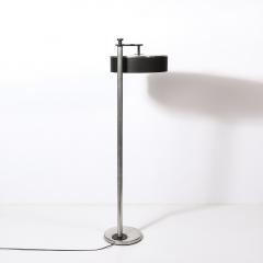  Kurt Versen Art Deco Brushed Aluminum Black Enamel Flip Top Floor Lamp by Kurt Versen - 4403537