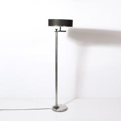  Kurt Versen Art Deco Brushed Aluminum Black Enamel Flip Top Floor Lamp by Kurt Versen - 4403547