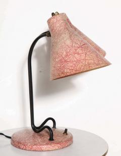 Mid Century Pink Table Lamp with Tiered Fiberglass Shade Circa