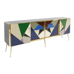  L A Studio L A Studio Colored Glass And Brass Italian Sideboard - 861446