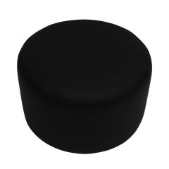  L A Studio Madrid LA Studio Contemporary LA Design Wood Upholstered In Black Braided Lambskin Circular Pouf - 4535925