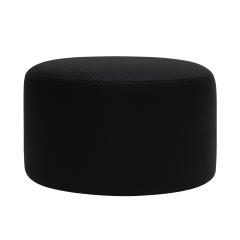  L A Studio Madrid LA Studio Contemporary LA Design Wood Upholstered In Black Braided Lambskin Circular Pouf - 4535926