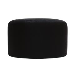  L A Studio Madrid LA Studio Contemporary LA Design Wood Upholstered In Black Braided Lambskin Circular Pouf - 4535930