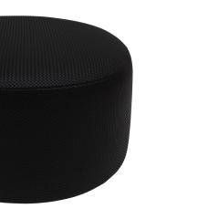  L A Studio Madrid LA Studio Contemporary LA Design Wood Upholstered In Black Braided Lambskin Circular Pouf - 4535932