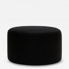  L A Studio Madrid LA Studio Contemporary LA Design Wood Upholstered In Black Braided Lambskin Circular Pouf - 4536375