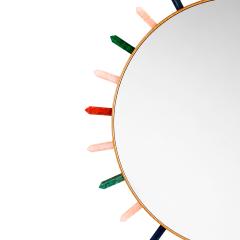  L A Studio Madrid LA Studio Contemporary Round Mirror with Multicolored Semiprecious Stones by L A studio - 4808778