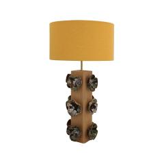  L A Studio Madrid LA Studio Pair Of German Ceramic Flower and Oak Table Lamps Germany - 4608206