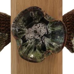  L A Studio Madrid LA Studio Pair Of German Ceramic Flower and Oak Table Lamps Germany - 4608209