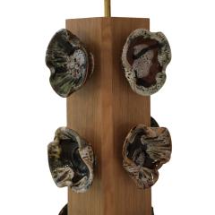  L A Studio Madrid LA Studio Pair Of German Ceramic Flower and Oak Table Lamps Germany - 4608212