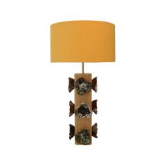  L A Studio Madrid LA Studio Pair Of German Ceramic Flower and Oak Table Lamps Germany - 4608214