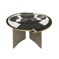  L A Studio Mid Century Modern Italian by L A Studio Circular Marble and Brass Table - 3053896