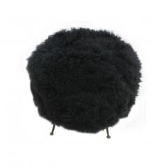  L A Studio Mid Century Modern Mongolian Goat Fur Italian Footstool - 1238434