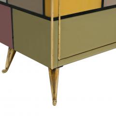  L A Studio Mid Century Modern Solid Wood and Colored Glass Italian Pair of Sideboards - 1130633