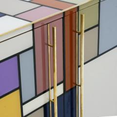  L A Studio Mid Century Modern Solid Wood and Colored Glass Italian Pair of Sideboards - 1234484