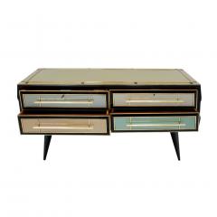  L A Studio Mid Century Modern Solid Wood and Colored Glass Italian Sideboard - 1130648