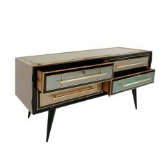  L A Studio Mid Century Modern Solid Wood and Colored Glass Italian Sideboard - 1130649