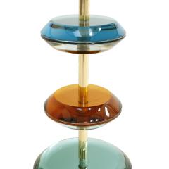  L A Studio Mid Century Modern Style Murano Glass and Brass Pair of Italian Table Lamps - 1971415