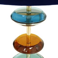  L A Studio Mid Century Modern Style Murano Glass and Brass Pair of Italian Table Lamps - 1971417