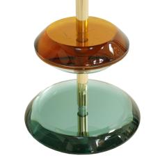  L A Studio Mid Century Modern Style Murano Glass and Brass Pair of Italian Table Lamps - 1971418