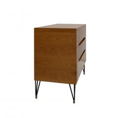  L A Studio Pair of Birch Wood Three Drawers and Brass Details Italian Sideboards - 1722036