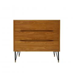  L A Studio Pair of Birch Wood Three Drawers and Brass Details Italian Sideboards - 1722038