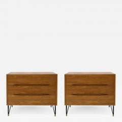  L A Studio Pair of Birch Wood Three Drawers and Brass Details Italian Sideboards - 1722095