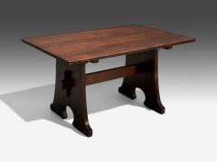  L JG Stickley Gustav Stickley Arts Crafts Trestle Base Library Table Mission Oak 1900s - 4050745