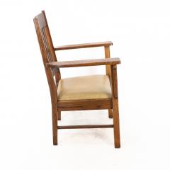  L JG Stickley L jg Stickley Arts Crafts Oak Armchair with Curved Back Shaped Arm Supports - 4185299