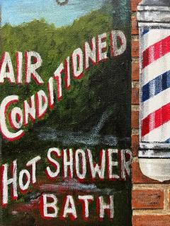  L Johnston Vintage American Urban Realism Painting by L Johnston Barbershop Theme - 3556339