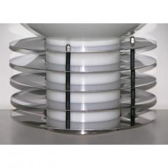  LOM 1960s Italian Pair of Modern Double Lit White Glass and Chrome Round Table Lamps - 635899