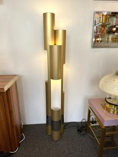  LUCI Mid Century Space Age Gold Metal Organ Floor Lamp by Luci Italy 1970s - 2965409