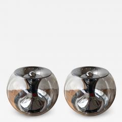  LUCI Pair of Ball Lamps Metal and Glass T417 by Luci Italy 1970s - 1451827