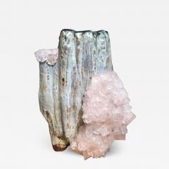  LUKAS WEGWERTH CONTEMPORARY CERAMIC VASE WITH PINK SALT CRYSTALS BY LUKAS WEGWERTH - 3177769