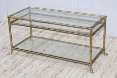  La Barge 1950s Solid Brass Faux Bamboo Italian Coffee Table - 1615918