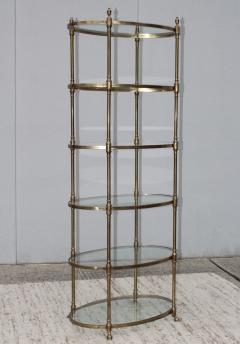  La Barge 1960s La Barge Oval Shape Brass And Glass Etagere - 1041955