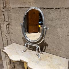  La Barge Art Deco Faux Silver Bamboo Table Vanity Mirror - 3687185
