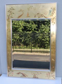  La Barge La Barge Mid Century Modern Hand Painted Chinoiserie Mirror - 1067112