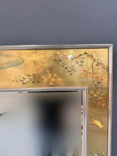  La Barge La Barge Square Eglomise Wall Mirror with Chinoiserie Natural Scene Mid Century - 3406901